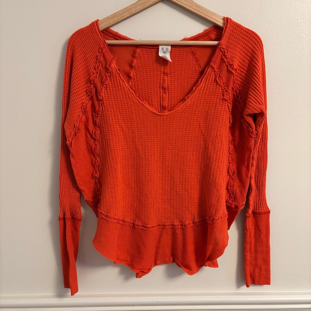 We The Free Bright Orange Long Sleeve Top